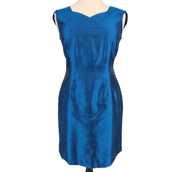 Vintage Worthington Embroidered Silk Sheath Dress Womens size 12 - Picture 1 of 7